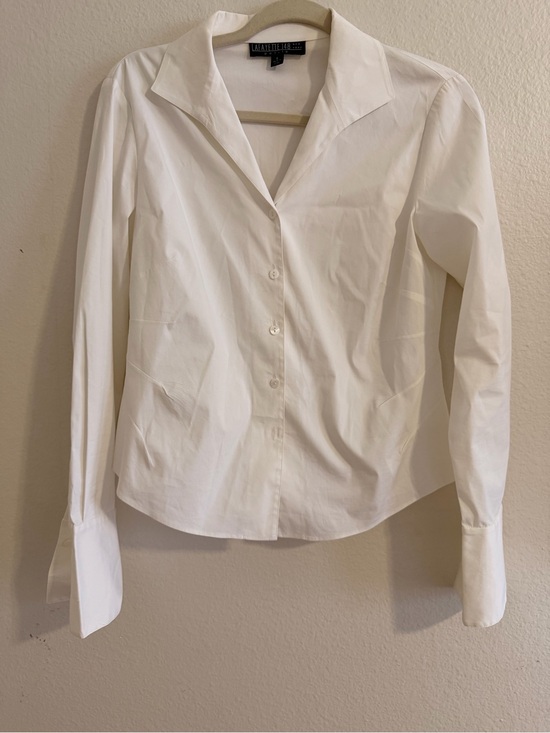 Lafayette 148 New York Tops - Lafayette 148 New York White Button-Down Collared Shirt